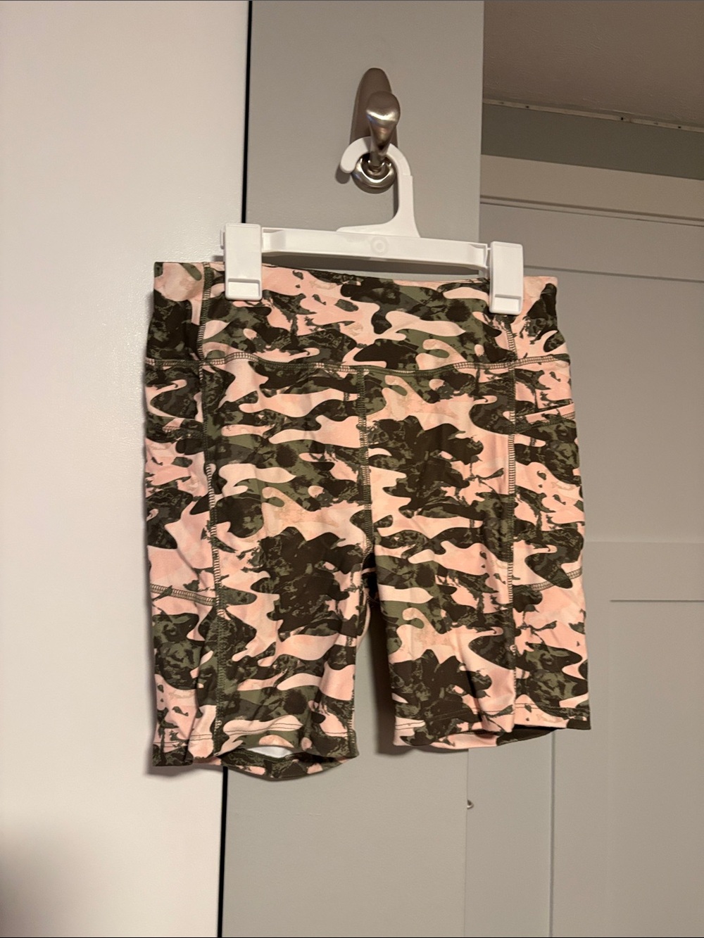Avia Pink & Olive Camo Midrise Bike Shorts